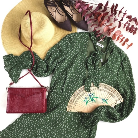 ISLA Dresses & Skirts - ISLA "Eurydice" Forest Florals LS Ruffle Dress